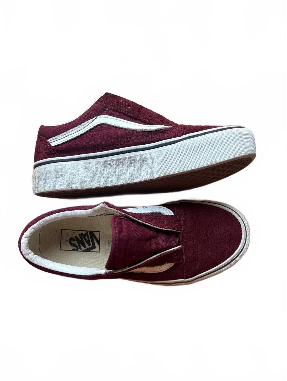 Burgundy Vans Old Skool Platform Sneakers Size 7